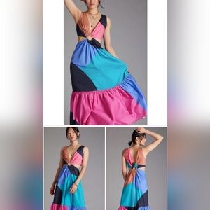 Anthropologie Flounced Cut-Out Maxi Dress